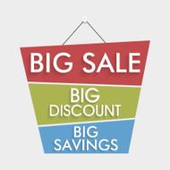 Big sale discount and saving offer tag sticker label
