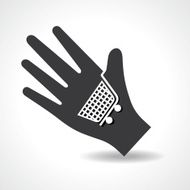shopping cart icon in hand design concept