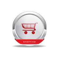 Shopping Circular Vector Red Web Icon Button N3