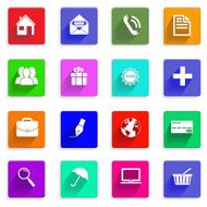 set of flat icons with long shadows N2