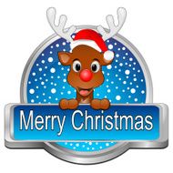 Reindeer wishing Merry Christmas Button N2