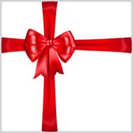 Red bow with crosswise ribbons N2
