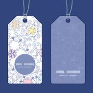 Vector ornamental abstract swirls vertical round frame pattern tags set
