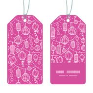 Vector holiday lanterns line art vertical stripe frame pattern tags N2