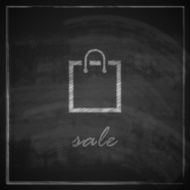 vintage illustration with a shopping bag on blackboard background sale