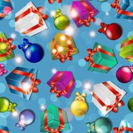 New year pattern with gifts and Christmas tree toys N3