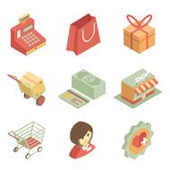 Isometric shopping icons