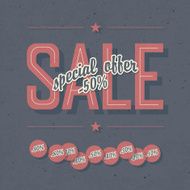 Sale coupon Template with textured background and percents tags