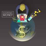 electronic money concept in flat design