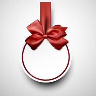 White paper gift card with red satin bow N3