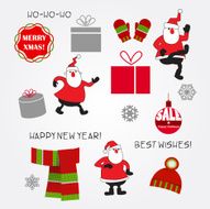symbols of winter holidays with funny Santa Claus