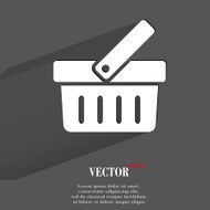 Shopping basket Flat modern web button with long shadow and N4