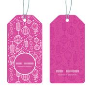 Vector holiday lanterns line art vertical round frame pattern tags