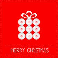 Gift box buttons Dash line Merry Christmas card Red Flat