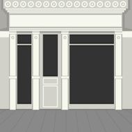 Shopfront with Black Windows Light Store Facade Vector N2