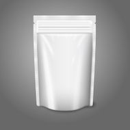 Blank white realistic plastic pouch with zipper Vector