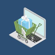 Shopping cart on laptop
