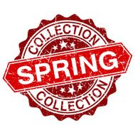 Spring collection red vintage stamp isolated on white background