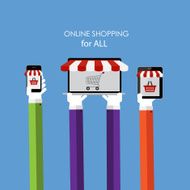 Online Shopping Flat Concept for Web Marketing Vector Illustrat