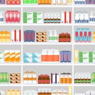 Various Pills and Drugs on Shelves