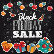 Vector illustration with Black Friday Sale lettering and gifts