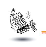 Cash Register Money and business icon hand drawn vector illustration N2