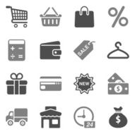 Shopping &amp; Consumerism Icons Gray Color