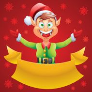 Elf christmas card with red background