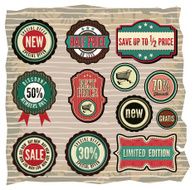 Collection of vintage retro grunge sale labels badges and icons