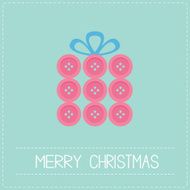 Gift box made from pink buttons Appligue Dash line Merry