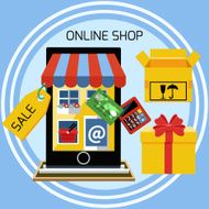 Internet shopping concept smartphone with awning N4