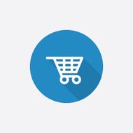 shopping cart Flat Blue Simple Icon with long shadow N2