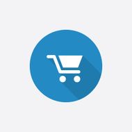 shopping cart Flat Blue Simple Icon with long shadow N3