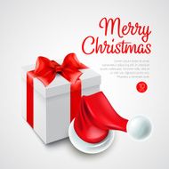 Christmas gift box and Santa hat Vector illustration