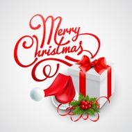 Christmas gift box and Santa hat Vector illustration N2