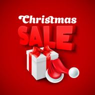 Christmas gift box and Santa hat Vector illustration N5