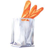 Baguette in package isolated