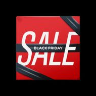 Sale red poster with ribbon Black Friday on the box N2