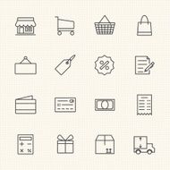 Shopping icon set Line