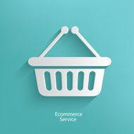 Ecommerce service symbol on blue background clean vector