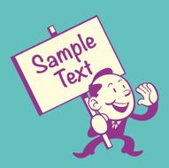 Business Man Shouting with Message Board (Retro Style)
