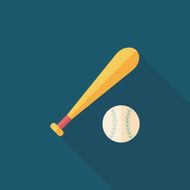 Baseball flat icon with long shadow eps10 N12