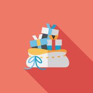 Christmas gift baskets flat icon with long shadow eps10 N69