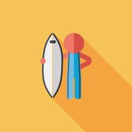 surfing flat icon with long shadow N5