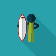 surfing flat icon with long shadow N6
