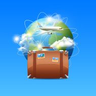 Plane With Globe And Suitcase