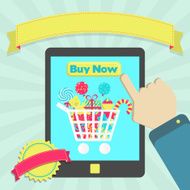 Buy candies online through tablet