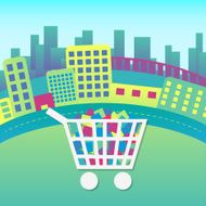 Shopping cart in town