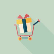 shopping cart flat icon with long shadow N37