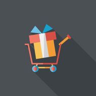 shopping cart flat icon with long shadow N38